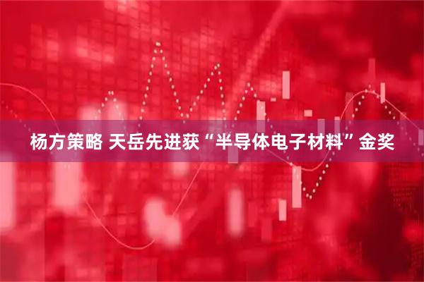 杨方策略 天岳先进获“半导体电子材料”金奖